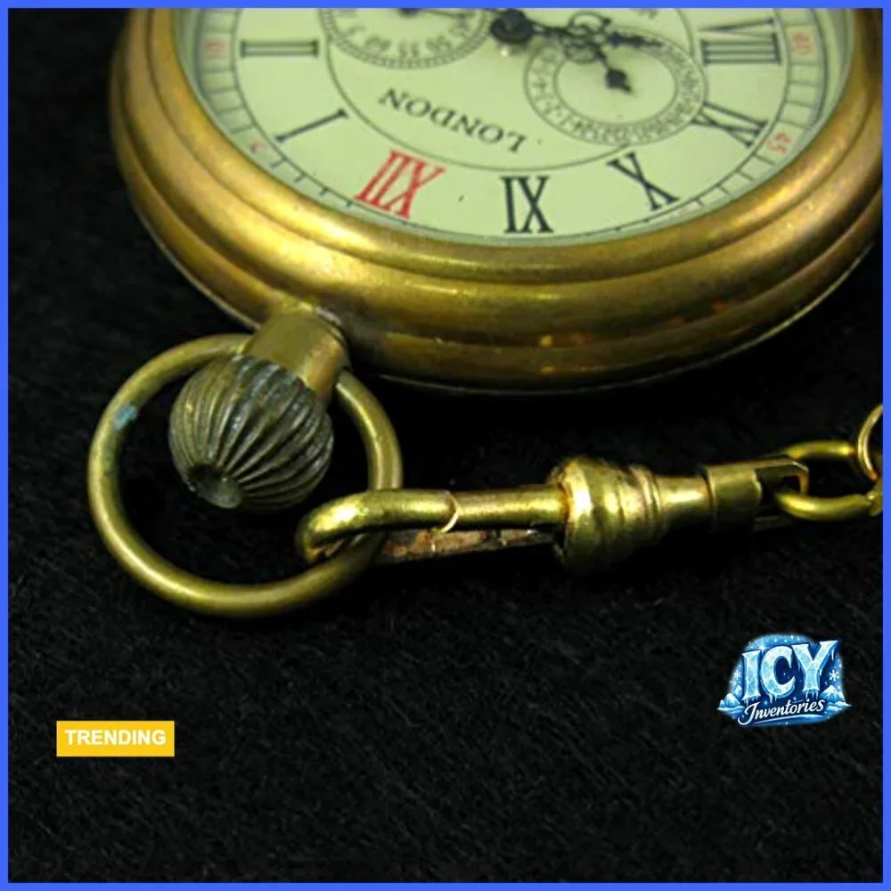 Vintage Hand-Wind Mechanical Pocket Watch with Copper Chain